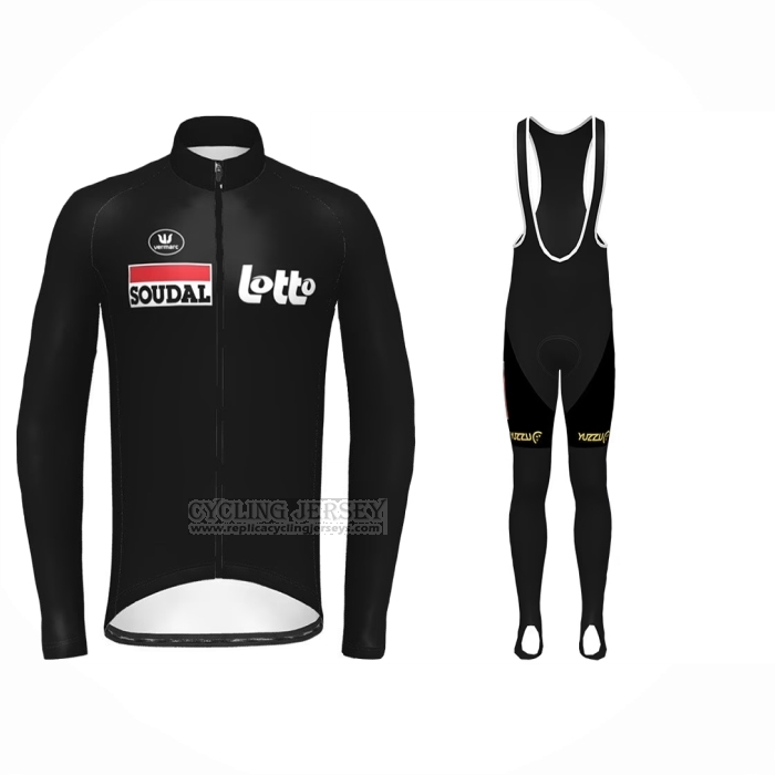 2022 Cycling Jersey Lotto Soudal Black Long Sleeve and Bib Short